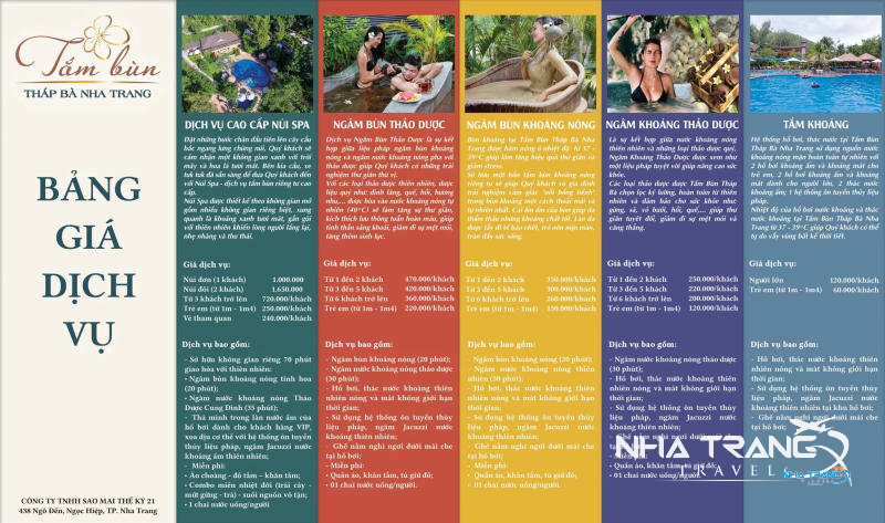 Gợi Ý 5 Địa Điểm Tắm Bùn Nha Trang Không Nên Bỏ Lỡ 28 Bảng giá suối khoáng nóng Tháp Bà Nha Trang